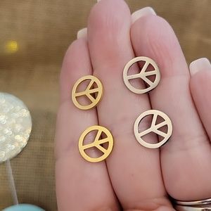 PEACE SIGN STUD EARRINGS, Choice of Color